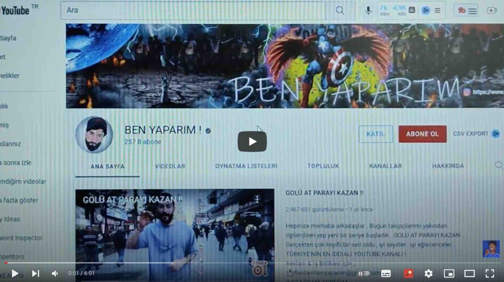 ben yaparim! youtube kanali ne kadar kazaniyor